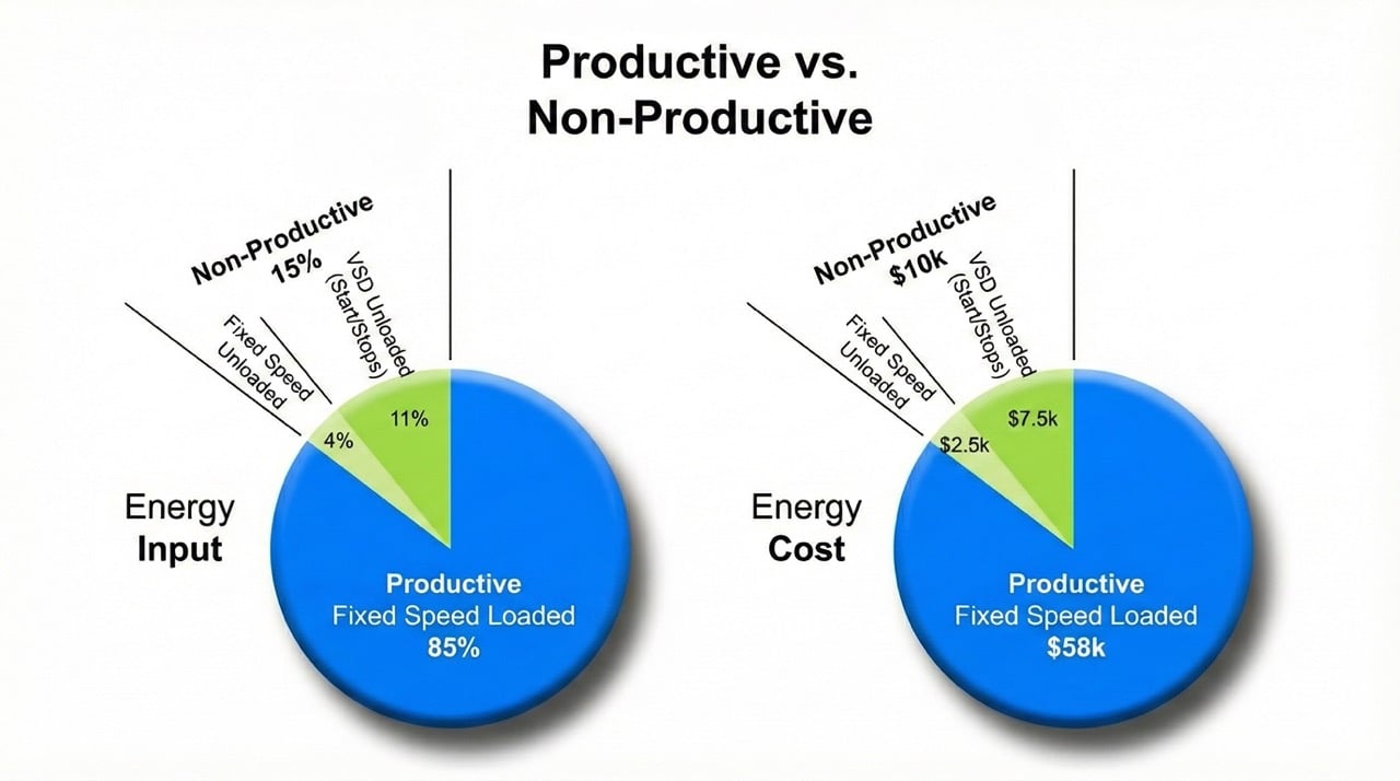 Rasmussen Air & Gas Energy case study graph displaying energy input and energy costs key findings from trend data audit