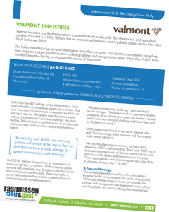 Valmont Industries case study by Rasmussen Air & Gas Energy highlighting energy efficiency improvements and system optimization.